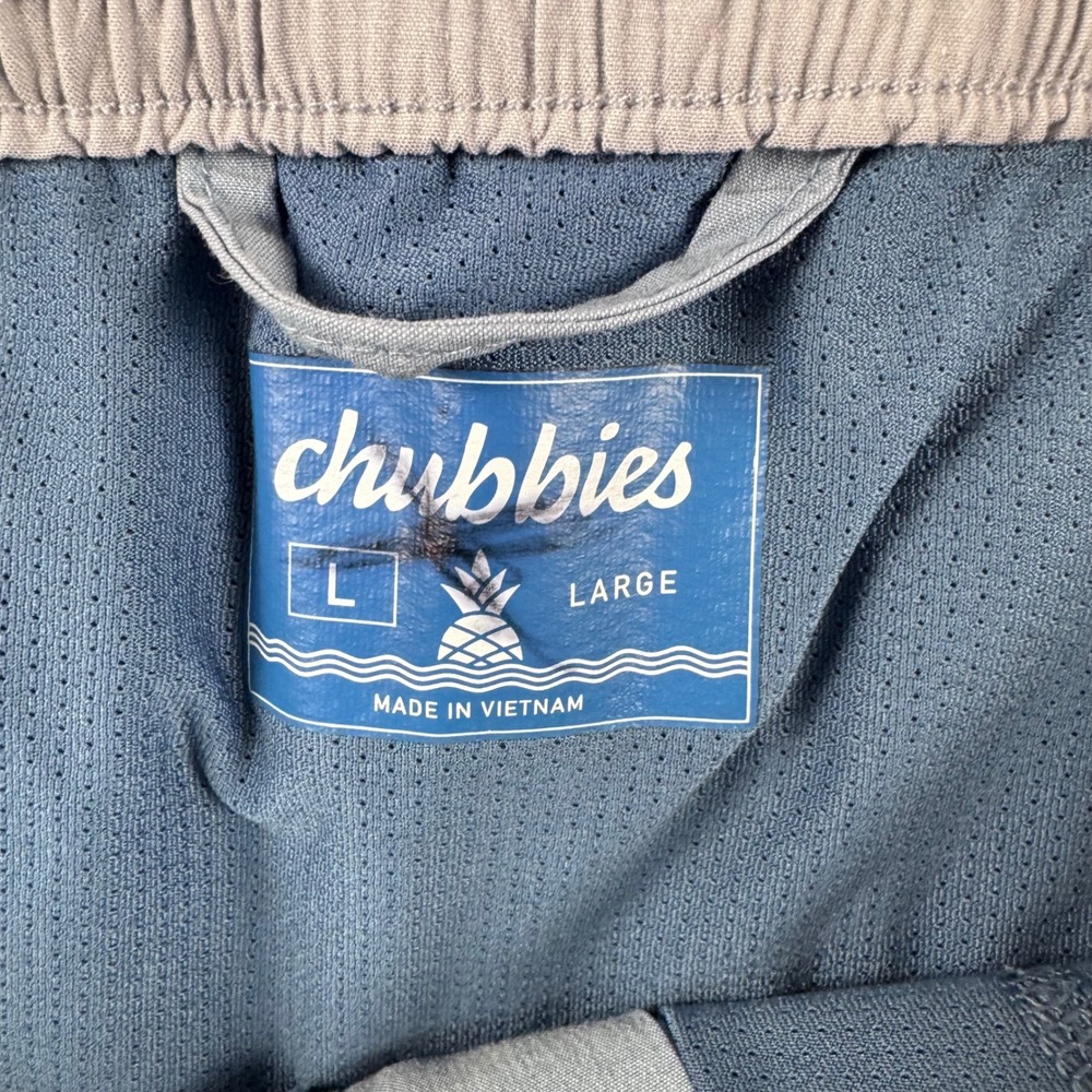 Chubbies Everywear Shorts Mens Large Light Blue Elastic Waist Mesh Liner Snap - Picture 4 of 9